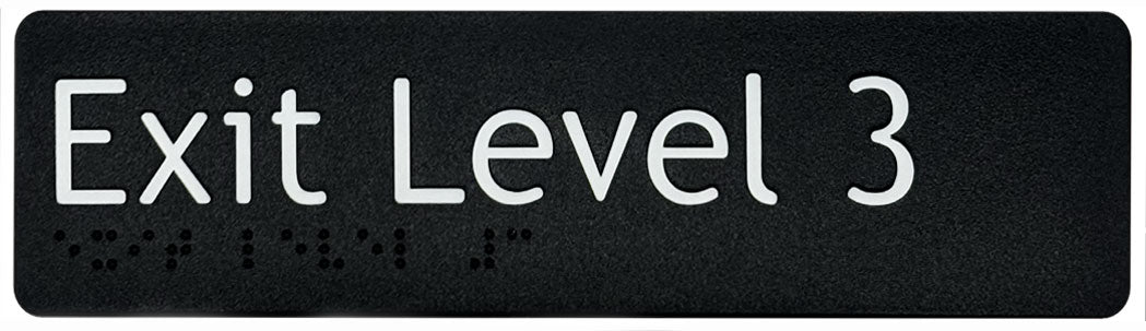 Braille & Tactile Exit Level 3 Sign (Black Version) – Bractile