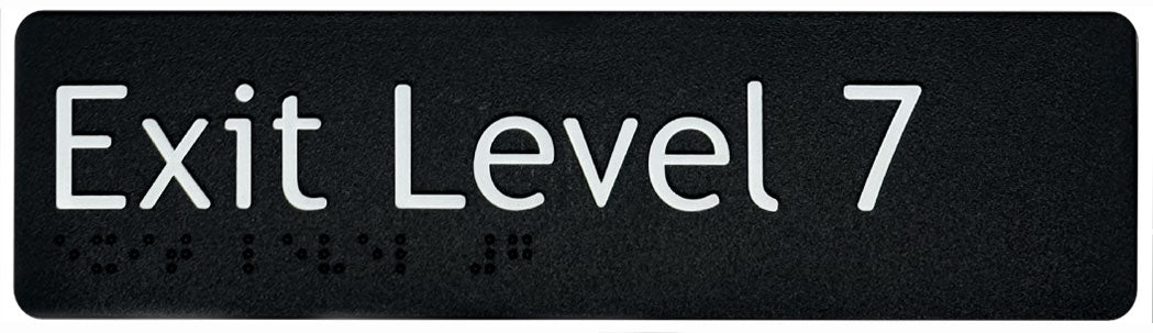 Left Exit 7 Braille & Tactile Exit Level 7 Sign (Black Version) – Bractile