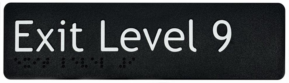Braille & Tactile Exit Level 9 Sign (Black Version) – Bractile