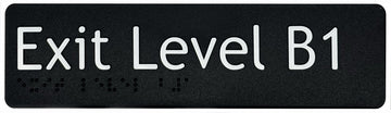 Exit Level Basement 1 Sign - Plastic (Black)