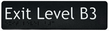 Exit Level Basement 3 Sign - Plastic (Black)