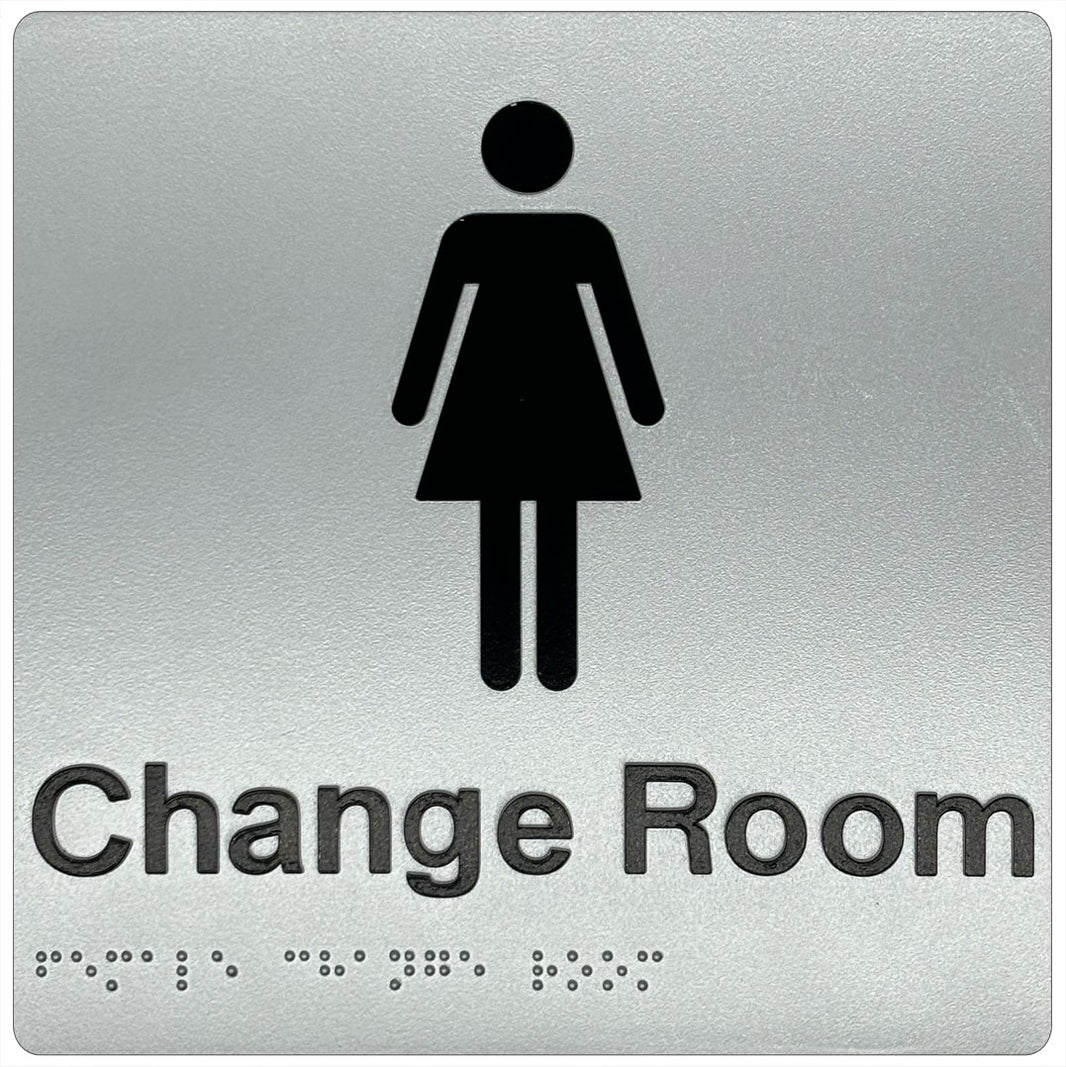 Woman Changing Sign Braille & Tactile Female Change Room Sign – Bractile