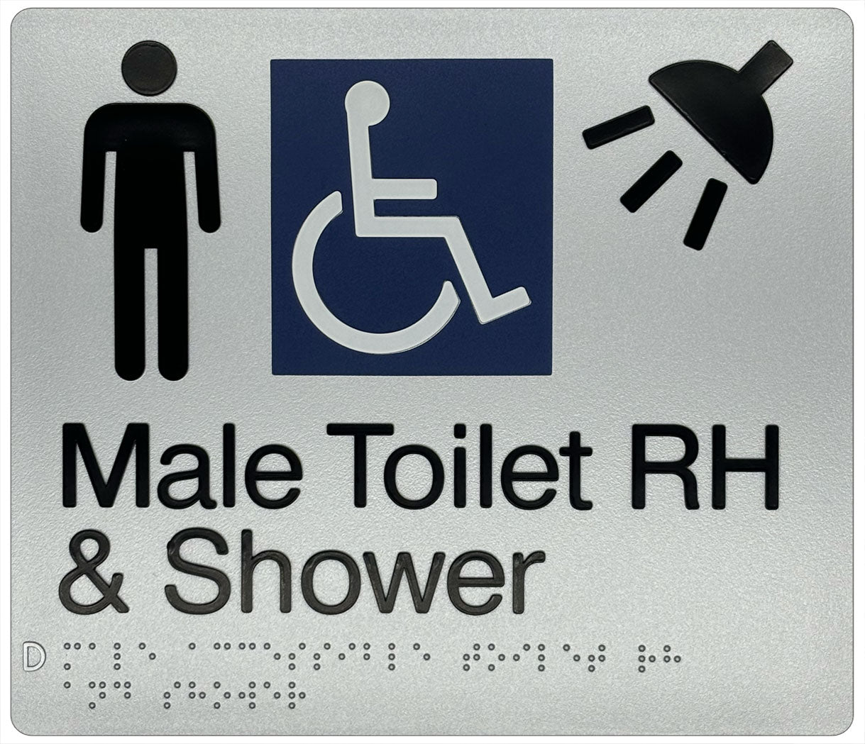 Male Accessible Toilet (RH) & Shower Sign - Plastic