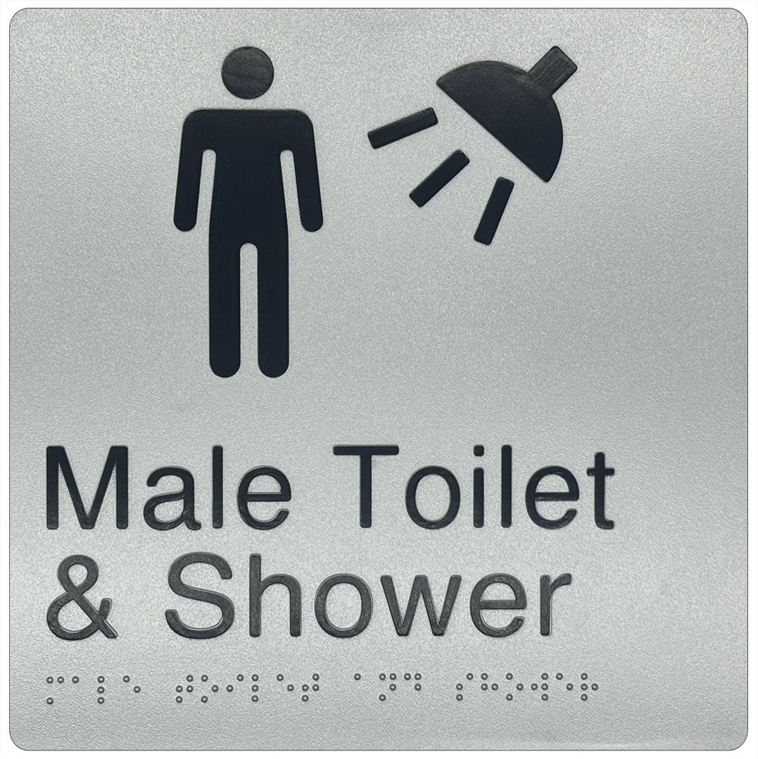 Male Toilet & Shower Sign - Plastic