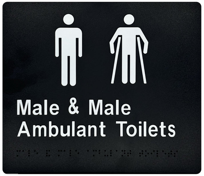 Braille & Tactile Male Toilet & Male Ambulant Toilet Sign BLK – Bractile