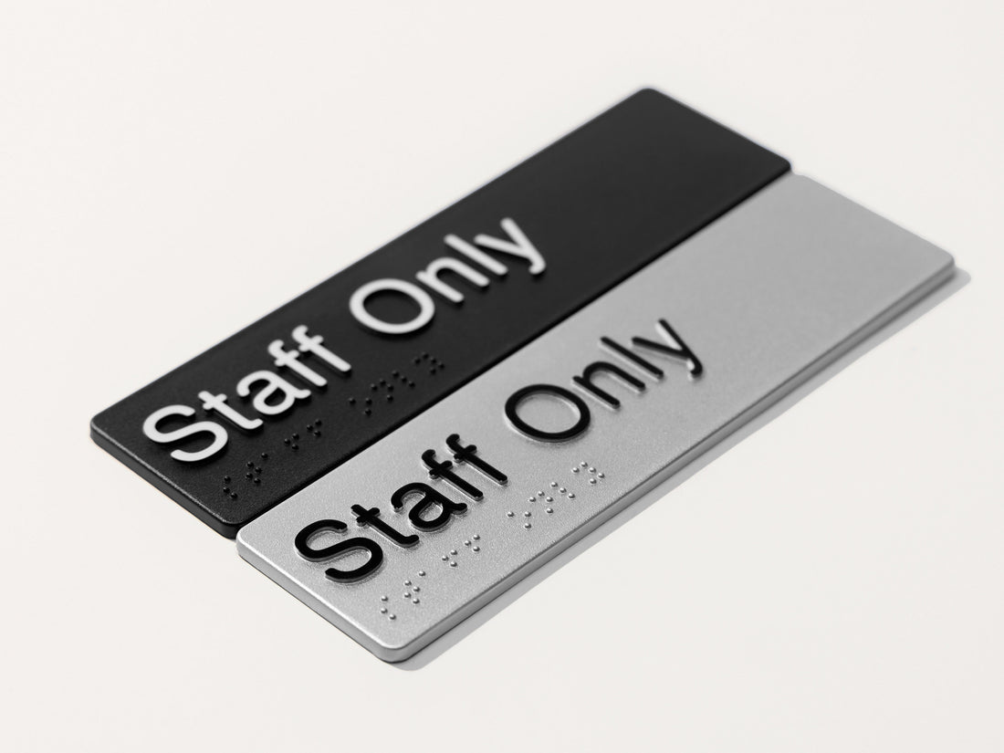 Staff Only - Braille Tactile Sign - Silver Plastic