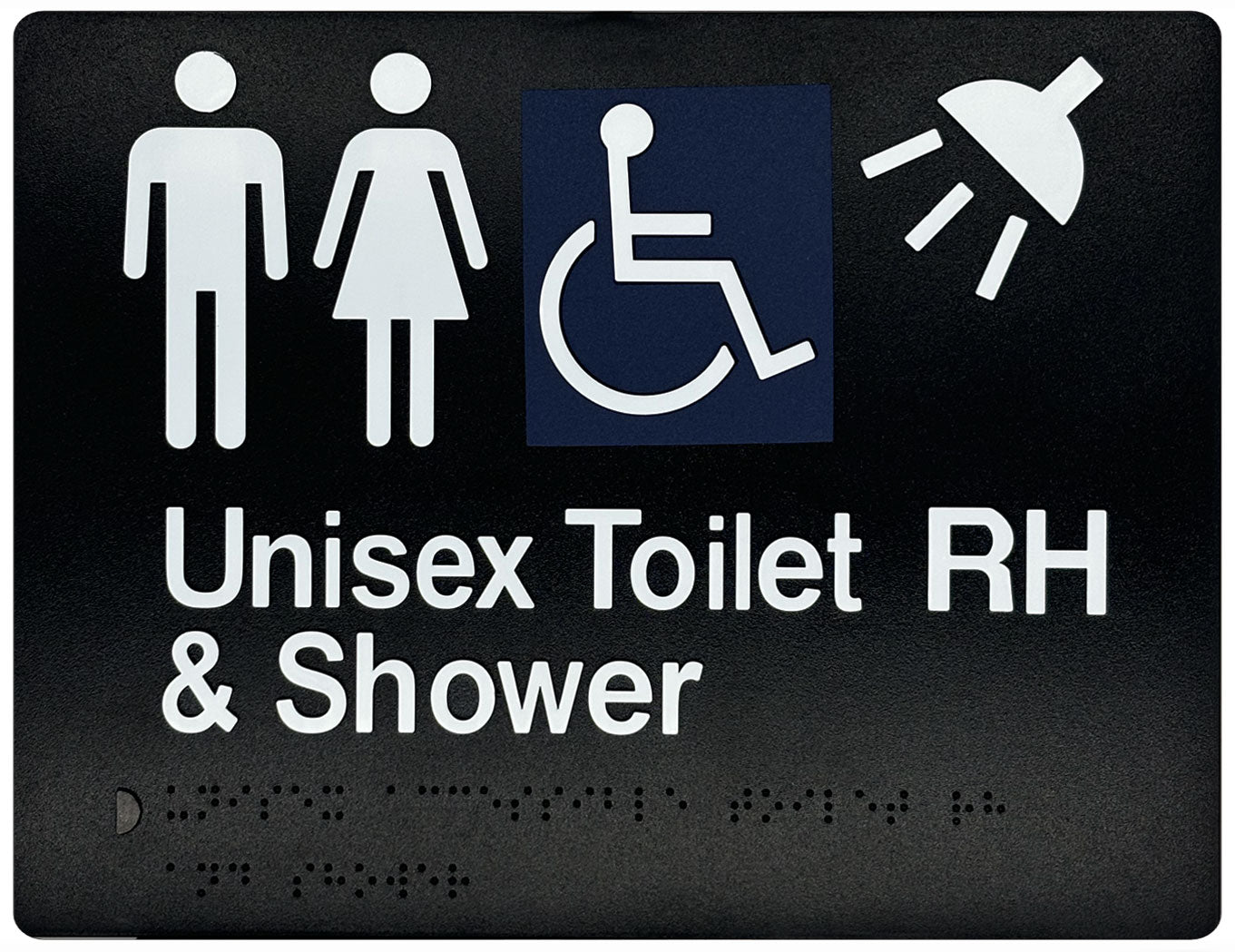 Unisex Accessible Toilet (RH) & Shower Sign - Black