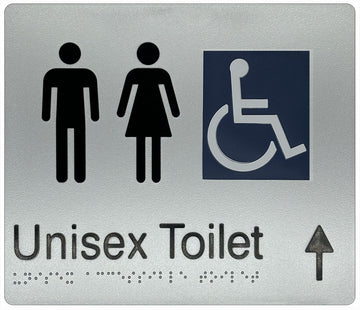 Unisex Accessible Toilet Sign with Directional Arrow (F) - Plastic