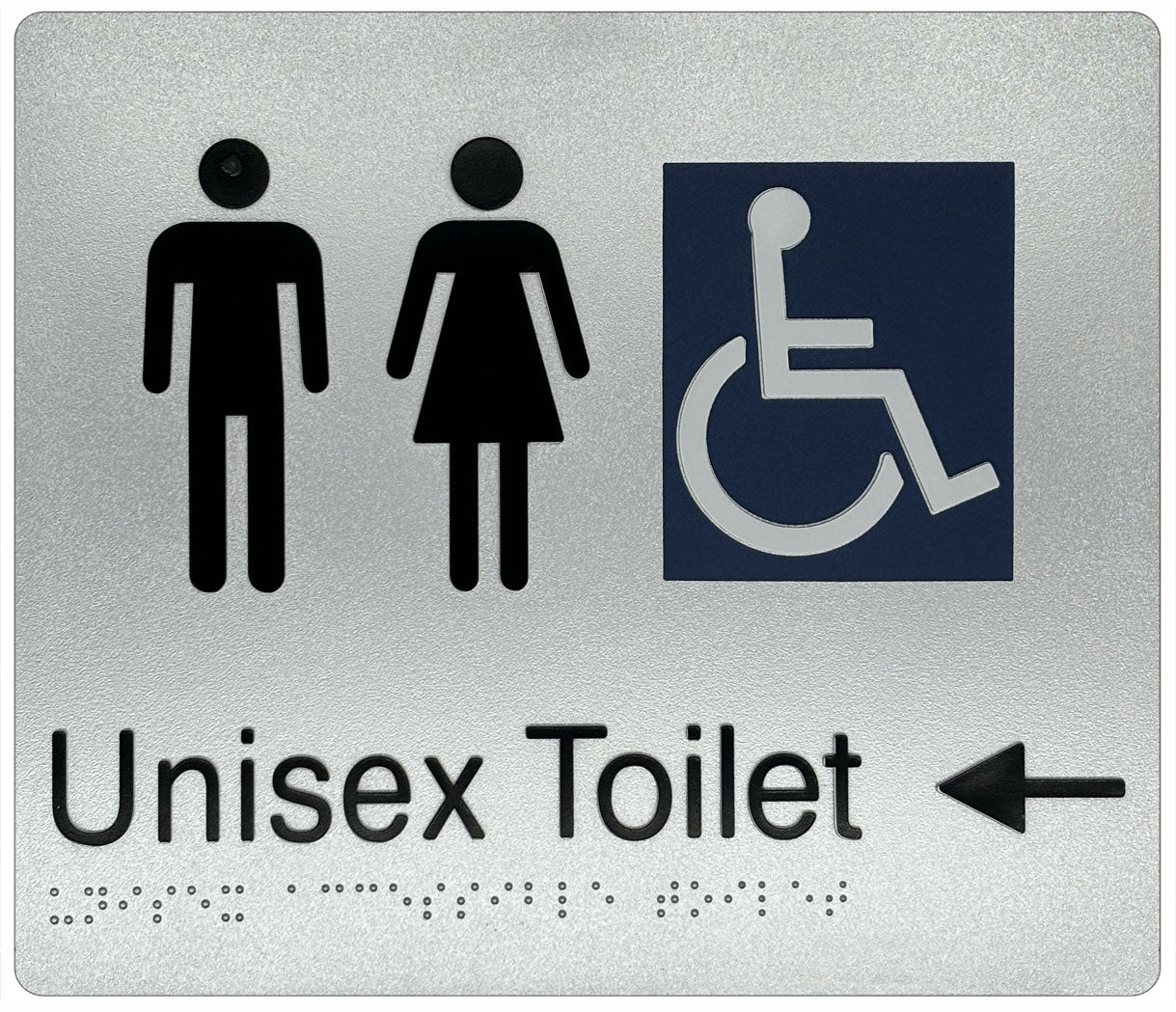 Unisex Accessible Toilet Sign with Directional Arrow (L) - Plastic