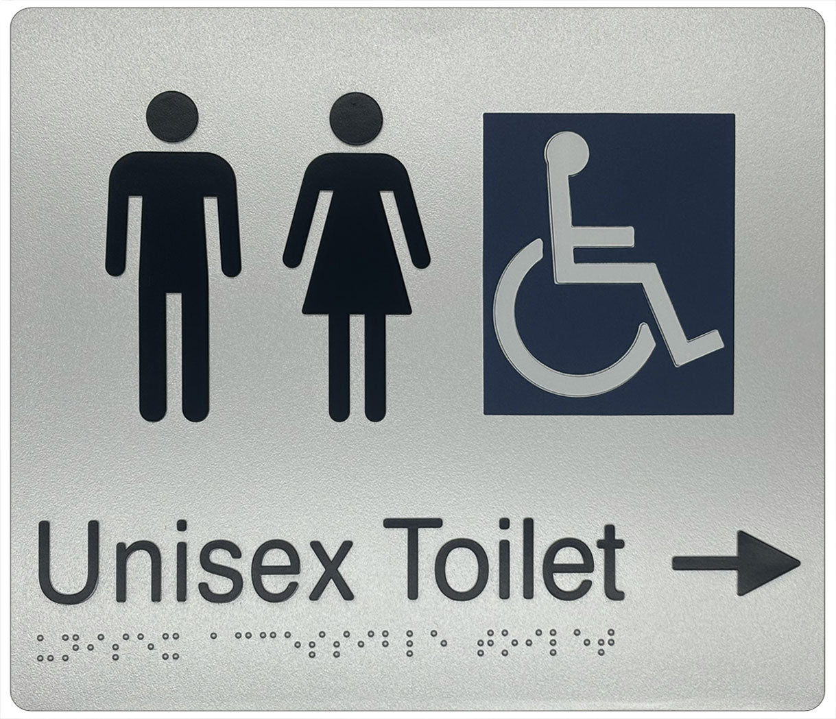 Unisex Accessible Toilet Sign with Directional Arrow (R) - Plastic