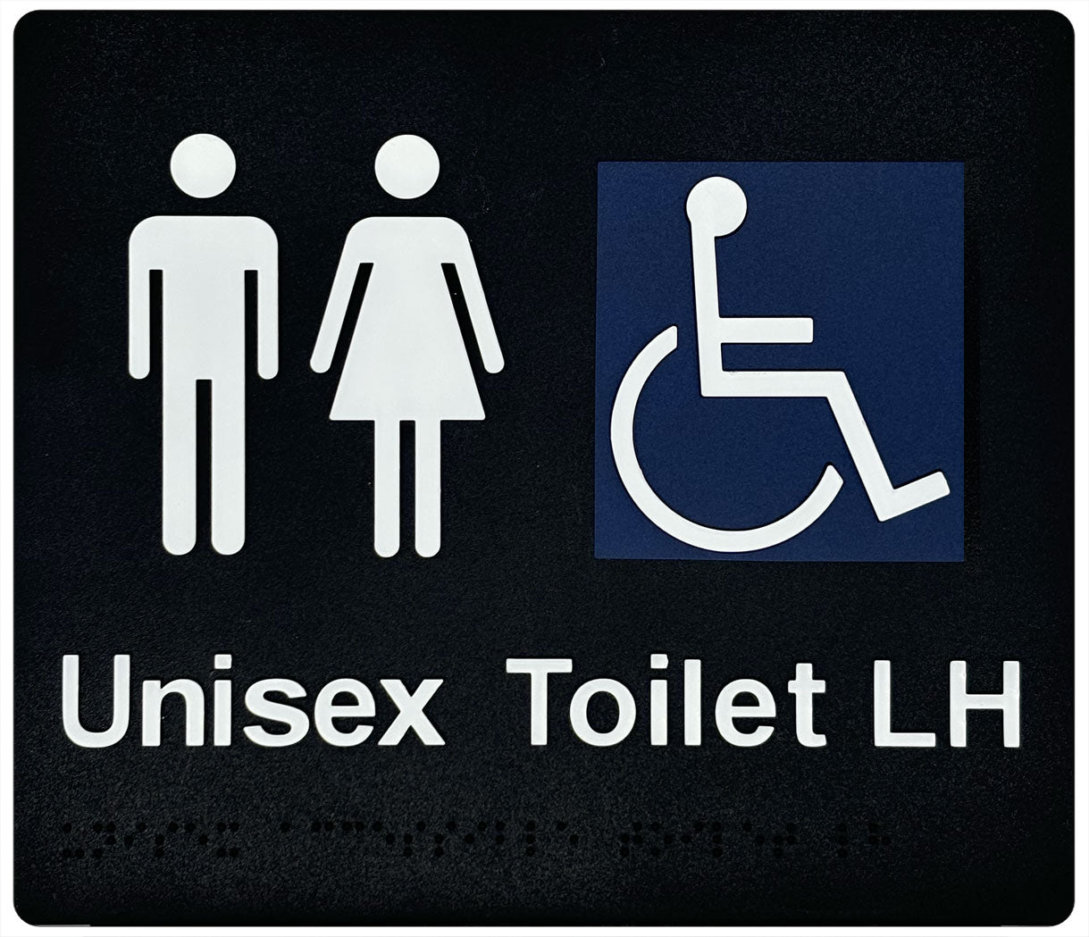 Unisex Accessible Toilet (LH) Sign - Black/White