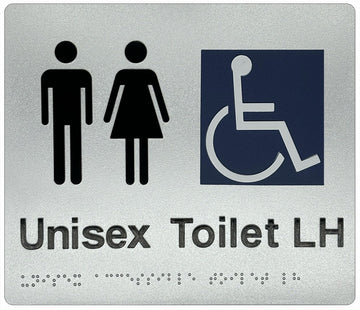 Unisex Accessible Toilet (LH) Sign - Plastic