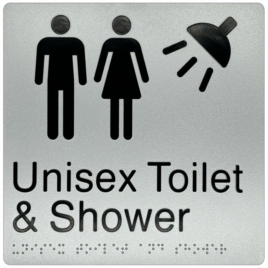 Unisex Toilet & Shower Sign - Plastic