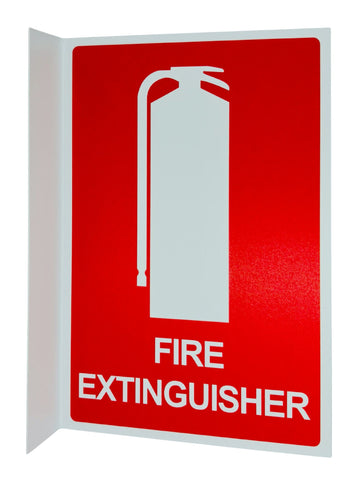 Fire Extinguisher Sign - Plastic, 90 Degrees 2-Way Visibility