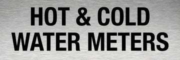 Hot & Cold Water Meters - Aluminium Sign, Black Vinyl Text