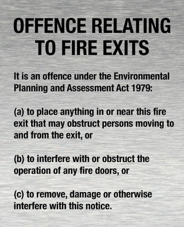Offence Relating to Fire Exits Sign - Aluminium