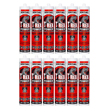 Soudal T-Rex Power Fast Grab - Bonding Adhesive Sealant 290ml Caulking Cartidge BULK BOX x12