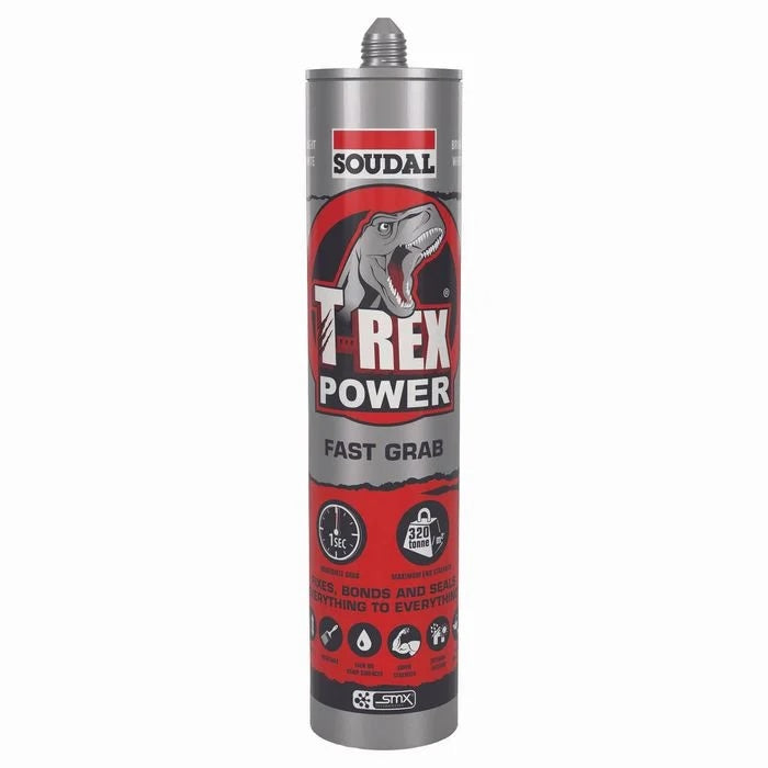 Soudal T-Rex Power Fast Grab - Bonding Adhesive Sealant 290ml Caulking Cartidge BULK BOX x12