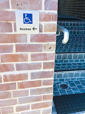 Accessible Entry Sign with Directional Arrow (L) - Plastic